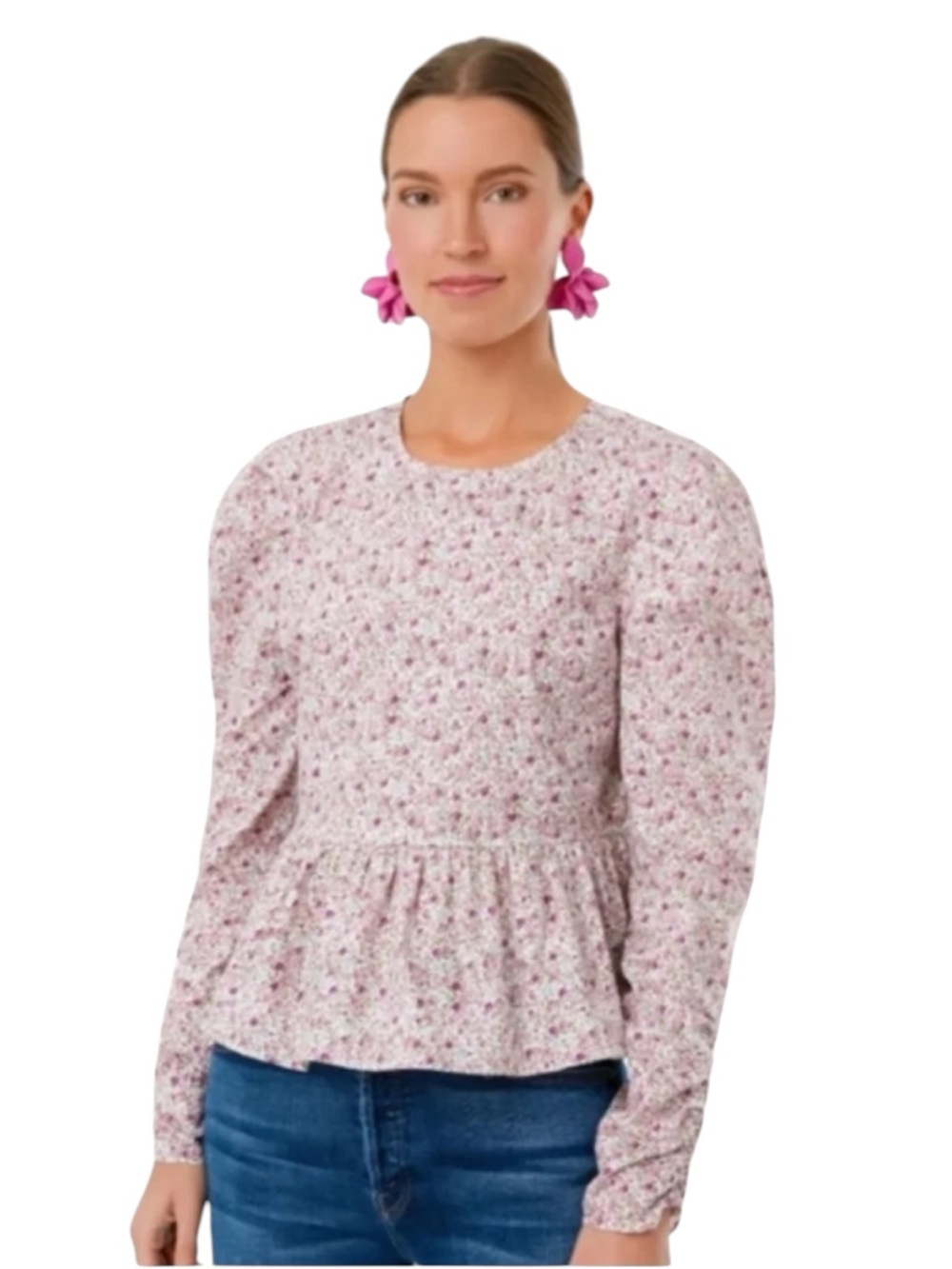Tuckernuck Hyacinth House Floral Puff Sleeve Cotton Top NWT